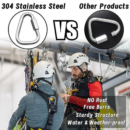 Anvin 1 Pack Large Quick Links M12 4.1Inch Heavy Duty Carabiner Stainless Steel Chain Links Connector Triangle Locking Chain Hooks Screw Links for Camping Outdoor Equipment Hammocks, 3300 Lbs Capacity - style: Triangle, 4.1 Inch, 1 Pack