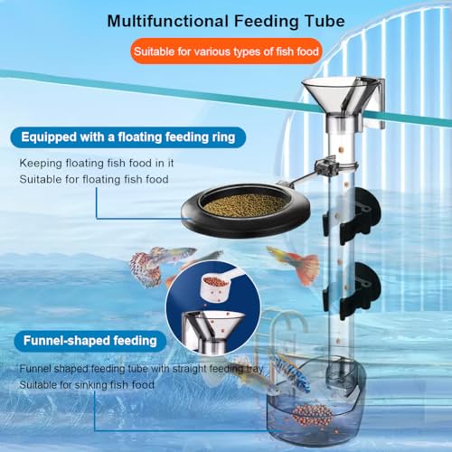 La La Pet Fish Feeding Dish Set with Adjustable Tube Kit, Suction Cups and Cleaning Brush for Aquarium Supplies