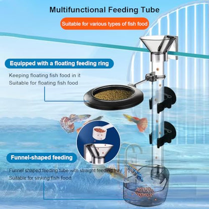 La La Pet Fish Feeding Dish Set with Adjustable Tube Kit, Suction Cups and Cleaning Brush for Aquarium Supplies