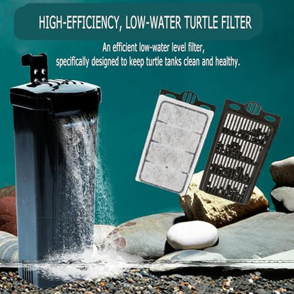 Upgraded 3 GAL Turtle Tank Kit(Tank+3.5W Filter+Light+Basking Platform),Fish Tank Starter Kit, Aquarium for Crabs,Fishes,Amphibians,Reptiles(12 * 7.7 * 7.2 Inch)