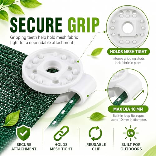 Frienda 30 Pcs White Round Shade Cloth Plastic Clips Reusable Heavy Duty Sunshade Fabric Net Clips Attachment and Placement for Sun Shade Net Anti Bird Garden Waterproof Netting Accessories