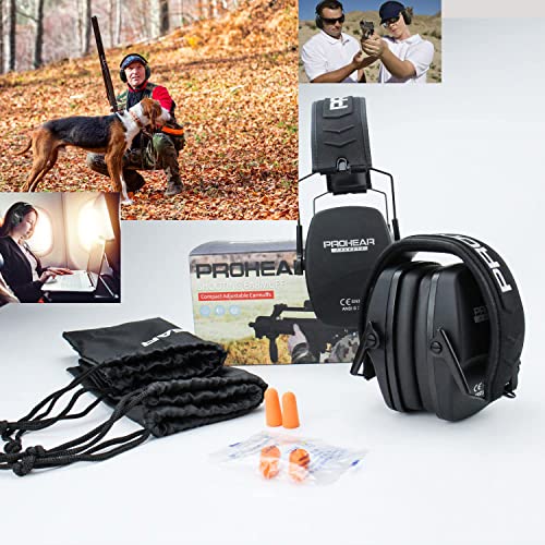 PROHEAR 016 Shooting Ear Protection Earmuffs 2 Pack, NRR 26dB for Gun Range, Hunting -Black and Black - color: Black+black