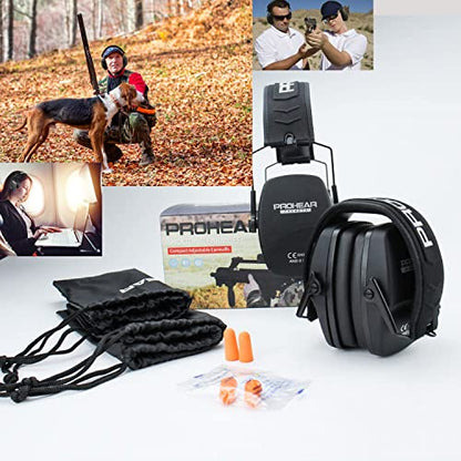 PROHEAR 016 Shooting Ear Protection Earmuffs 2 Pack, NRR 26dB for Gun Range, Hunting -Black and Black - color: Black+black