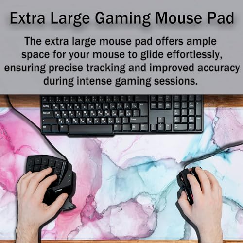 Big Mouse Pad - Colorful Gaming Mousepad, Non-Slip Rubber Base, Waterproof with Stitched Edges, 35.4" X 15.7" for Game Office - color: Abstract Illustration