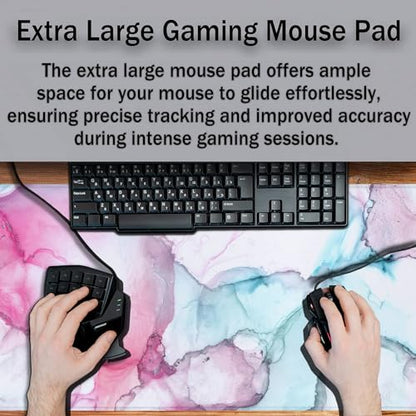 Big Mouse Pad - Colorful Gaming Mousepad, Non-Slip Rubber Base, Waterproof with Stitched Edges, 35.4" X 15.7" for Game Office - color: Abstract Illustration