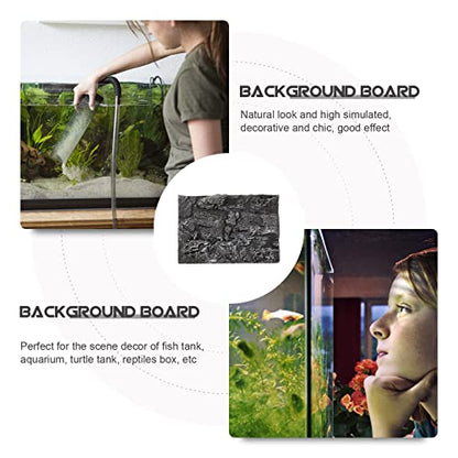 Kisangel Rock Terrarium Background, 17.7x11.8 Inch 3D Reptile Tank Backdrop Board for Bearded Dragon, Lizard, Gecko, Snake Habitat, Realistic Climbing Wall Decor, Dark Grey