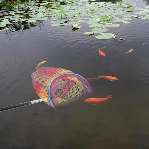 KESYOO Wear-Resist Fishing Net Replacement, Aluminum Alloy Deep Round Net Head 35cm with Anti-Hook Coating, Portable Foldable Fish Catching Mesh for Freshwater and Saltwater Anglers