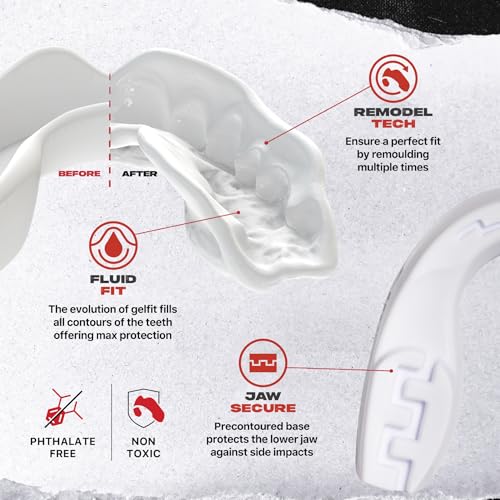 SAFEJAWZ Mouth Guard, Slim Fit Mouthguard for Adult & Youth with Case - color: White, size: Adult (12+ Years)