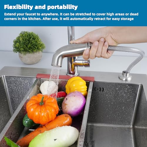Universal Kitchen Side Sprayer Compatible with Moen Faucet, Kitchen Sink Faucet Sprayer Replacement with Quick Connector/Hose/Holder, Pull Out Sprayer Head Replacement, Easy to Install, Brushed Nickel