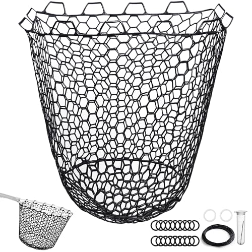 Riverruns Rubber Net Replacement with Repair Kit Fly Fishing Net Replacement Knotless Netting Bag for Rubber Fishing Net, Catch & Release - color: Black, size: 19.7" Dia x 23.6" Depth (59.8" Circumference)
