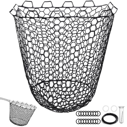 Riverruns Rubber Net Replacement with Repair Kit Fly Fishing Net Replacement Knotless Netting Bag for Rubber Fishing Net, Catch & Release - color: Black, size: 19.7" Dia x 23.6" Depth (59.8" Circumference)