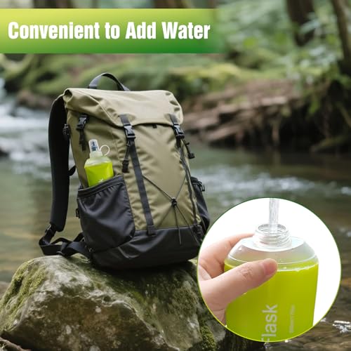 AXEN Soft Flask TPU Foldable Running Hydration Flask, Soft Collapsible Water Bottle for Hydration Pack Cycling Marathon Running Hiking - color: Gradual Green-500ml
