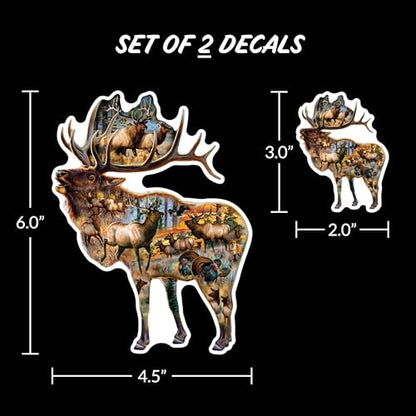 Decalcomania Hunting Elk Deer Collage Decal - Truck Window Stickers - White Hunting Decal Stickers Made in USA - color: Elk Collage