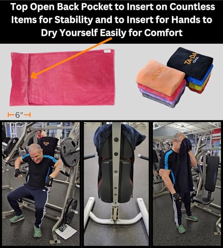 TA-DA Microfiber Towel | Back Pocket Insert on Hands and Fitness Items for Convenience. Sports Fitness Gym Workouts Yoga Pickleball Volleyball Hiking Etc. | 17" Inch X 32" Inch | 6 Pack | Pink - color: Pink