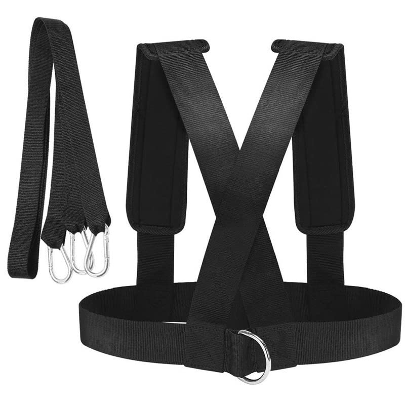 Weight Bearing Shoulder Strap,Resistance Bands Fitness Shoulder Strap Elastic Loop,Sled Harness Tire Pulling Harness (black,M) (BLACK, M)