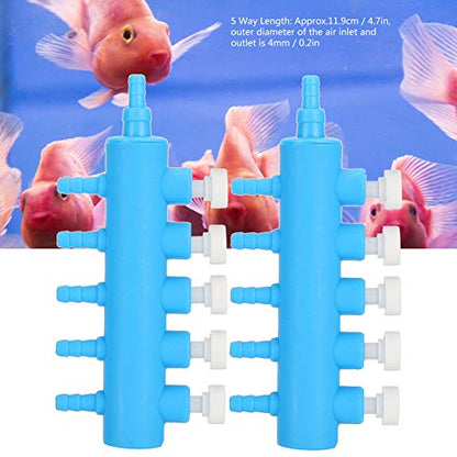 2PCS Air Distributor Plastic Fish Splitter Aquarium Air Control Lever Valve Distributor Control Air Pump Accessories with Valve - color: 5 Way