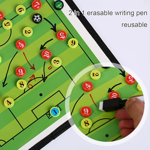 Magnetic Soccer Coaching Board, Futsal Tactics Clipboard, Double Sided Dry Erase Whiteboard, Portable Design, for Training