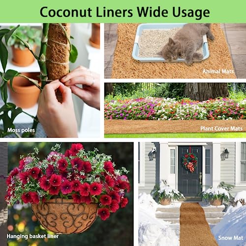 Thick Coco Fiber Liner Roll,120x16inch Natural Coconut Liners for Planter Box Flower Basket, Coco Coir Sheets Coconut Fiber Mat,Garden Decoration, DIY Moss Pole,Animal Pet Pad, Reptile Carpet