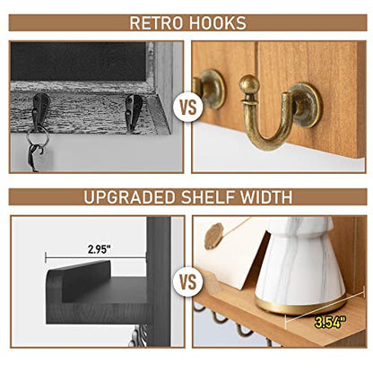 Rebee Vision Key Holder Wall Mount with 7 Key Hooks for Entryway, Yellow - color: Light Brown, size: 15 inches