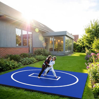 Wrestling Mat for Home Training BJJ MMA Jiu Jitsu Roll Up Mat - color: Blue, size: 8FTx8FTx1.25inch