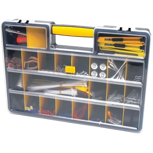 Performance Tool W54037 26 Adjustable Compartment Hardware Organizer Box With Dividers - Durable Plastic Screw Organizer For Nuts, Bolts, Screws, Nails, and Small Hardware