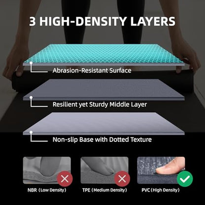 GymCope Large Exercise Mat for Home Workouts, 12x6/10x6/9x6/8x6/7x5/6x4 ft - color: 7'*5'Dark Grey