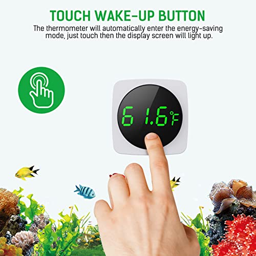 Aquarium Thermometer, LED Digital Fish Tank Thermometer, White | 5s Refresh, High Accurate to ±0.9℉, 8000+ Hours Lifespan, Thermometer for Fish tank, Betta, Axolotl, or Aquatic Pet