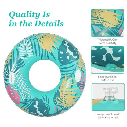 MoKo Pool Floats Adults with Handles, Inflatable Swimming Pool Float Large Fun Print Pool Tube Raft Water Toys Floaties for Adults Swim Ring for Summer Beach, Colorful
