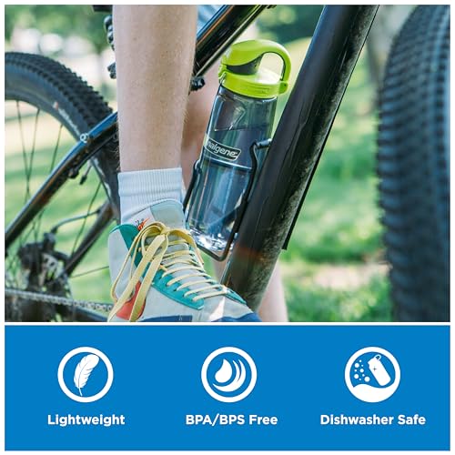 Nalgene 24 oz On The Fly Lock-Top Water Bottle, Clear w/Sprout | Easy Chug Cap with Locking Lid, Cup Holder Size, BPA-Free, Durable & Leak Proof, Lightweight Bottle for Hiking, Gym & Travel - color: Clear with Sprout, size: 22 Ounces