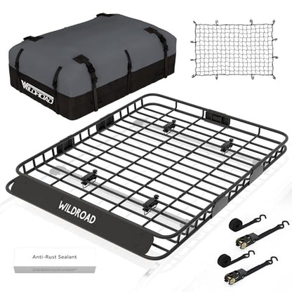 WILDROAD Rooftop Cargo Carrier Combo Roof Rack Cargo Basket 64" x 50" x 4" - size: 64" x 50" x 4"