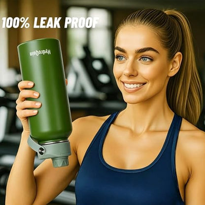 32 oz Insulated Water Bottle Olive Green Stainless Steel Flask - color: Olive Green