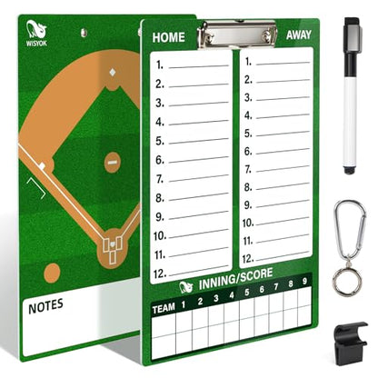 WISYOK Baseball Clipboard, Dry Erase, Lineup Board | Double Sided, with Marker, for Coaches, Softball, Game Practice Planning, Team Use - style: Baseball