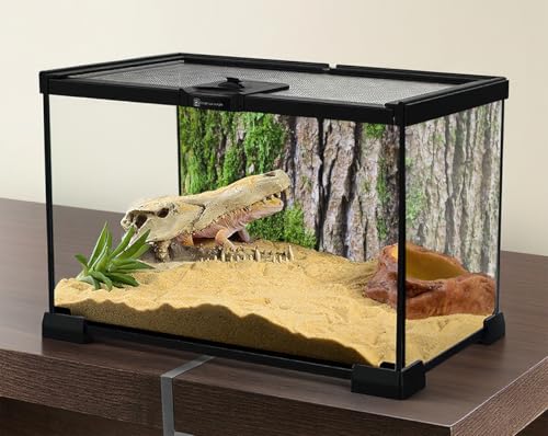 24X12 Inch Tropical Moss & Bark Reptile Tank Background – Realistic Forest Trunk Texture Moisture-Friendly Polyester Backdrop for Dart Frogs & Crested Geckos