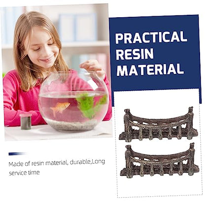 2pcs Simulated Suspension Bridge Decor Resin Craft Landscape Fish Tank Decor Aquarium Bridge Ornament Decoration