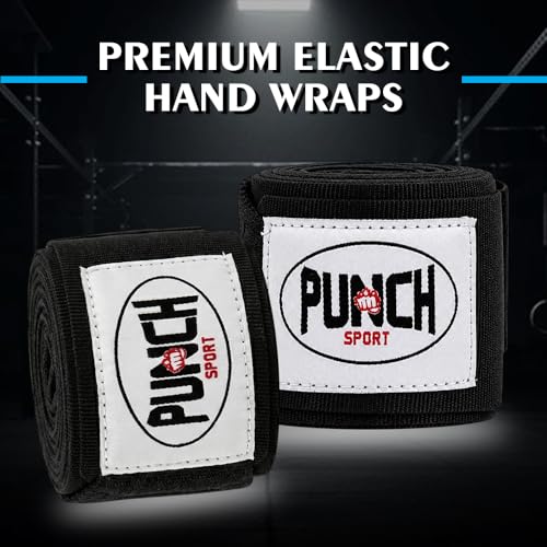 Mexican Hand Wrap Elastic Cotton Blend Boxing Wrap with Hook & Loop Closure for MMA, Muay Thai, Kickboxing & Training - color: Black, size: 1Pair