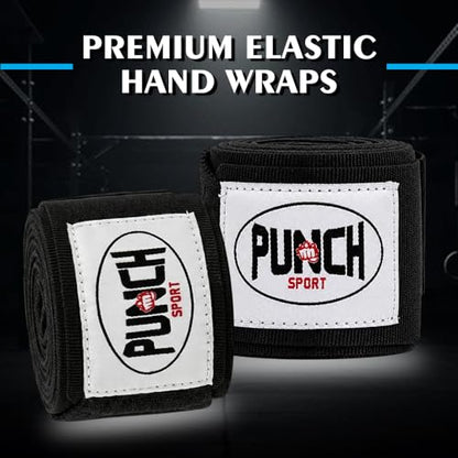 Mexican Hand Wrap Elastic Cotton Blend Boxing Wrap with Hook & Loop Closure for MMA, Muay Thai, Kickboxing & Training - color: Black, size: 10 Pairs