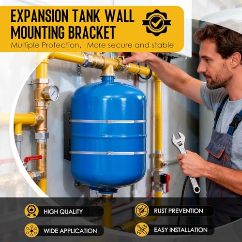 Expansion Tank Mounting Bracket with Earthquake Straps for 1-5 Gal 1 to 5 Gallon Thermal Expansion Tanks, Wall Mount Holder for Hot Water Heater Accessory Up to 13" Diameter, 5lb Propane Tank (2 Pack) - size: Black-2Set
