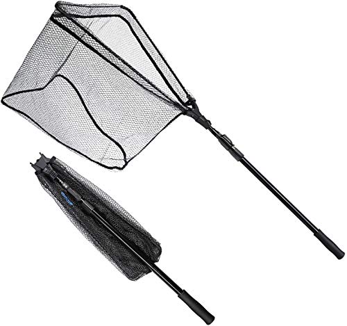 SAN LIKE Fishing Net Fish Landing Net Collapsible Fish Net with Anti-Slip Telescoping Rubber Pole Handle for Kids Adults in Saltwater Freshwater Multi-Size Extending to 37/42/43/51/69/71/89/98inch - color: Fiberglass pole,length 53.14" to 98.42"