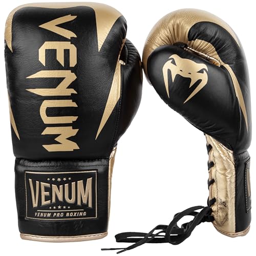 Venum Hammer Pro Boxing Gloves - color: Black/Gold, size: 10oz, style: Laces