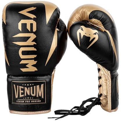 Venum Hammer Pro Boxing Gloves - color: Black/Gold, size: 8oz XL, style: Laces