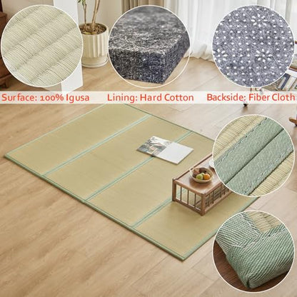 Natural Rush Grass Floor Tatami Mat,Full XL, 83" x 55" x 0.5" - size: 4'7" x 6'11"