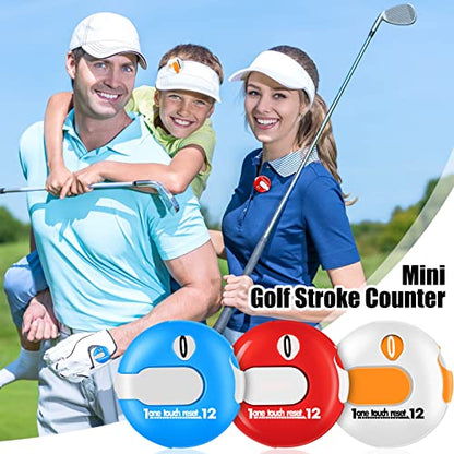 3 Pcs Golf Stroke Counter 1.2" Clip - color: Orange, Red, Blue