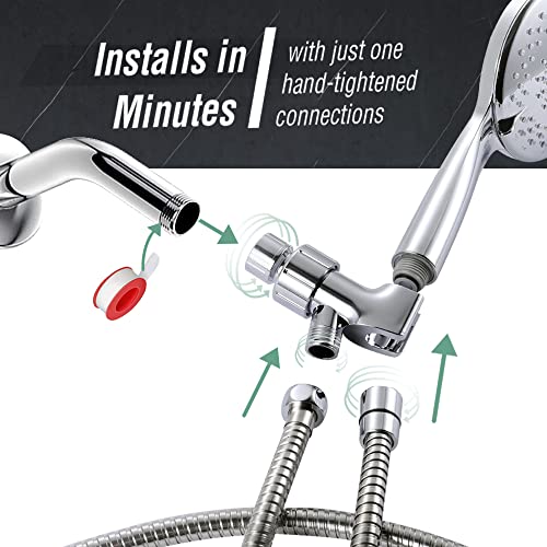 79 Inch Expandable Shower Hose Extra Long ，Bathing Toilet Cleaning, Adjustable Holder Mount and Stainless Steel Shower Hose for Handheld Shower Head, shower hose and holder, Chrome