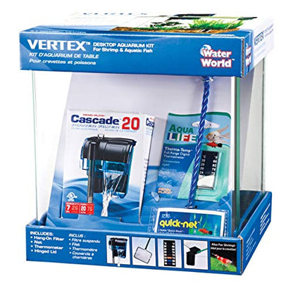PENN-PLAX Water-World Vertex Desktop Nano Aquarium Kit – Perfect for Shrimp and Small Fish – 2.7 Gallon Tank