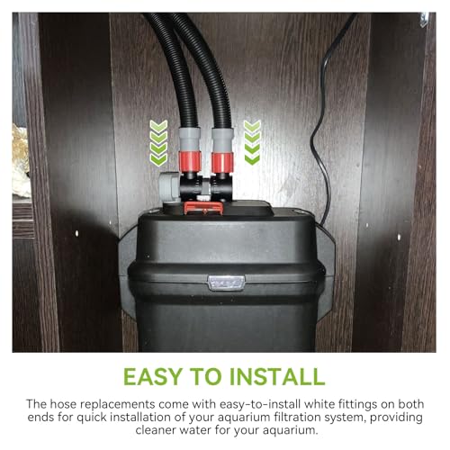 A20015 Aquarium Ribbed Hosing Compatible with Fluval 407/406/405/404/307/306/305/304 Canister Filter, 9.8Ft Aquarium Tubing, Aquarium Filter Replacement Part, Black