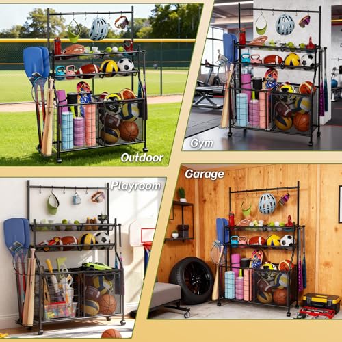 Garage Sports Equipment Organizer, Ball Storage Rack Large - size: Large