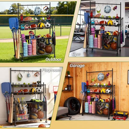 Garage Sports Equipment Organizer, Ball Storage Rack Large - size: Large
