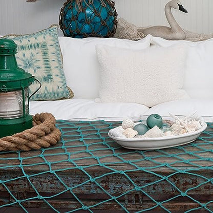 Decorative Fishing Net 5x10 ft,YuanDe 2 Pack Large Aqua Picture Fish Net, Wall Photo Hanging Fishnet for Nautical Mermaid Pirate Ocean Themed Hawaii Beach Under The Sea Party Decorations