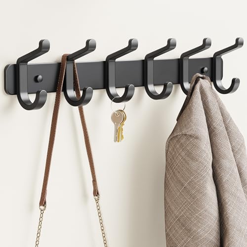 Coat Rack Wall Mount Heavy Duty, Wall Coat Hanger with Hooks, Black 1 Pack - color: Black, size: 1 Pack