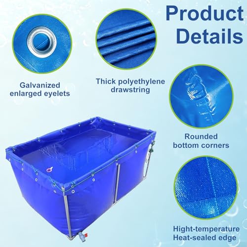 Water Storage Bag, Large Aquaculture Fish Pond, Above-Ground Canvas Fish Pond Reservoir 3×3×0.8m 3×3×1.2 m, for Fish & Shrimp Farming, Portable Swimming Pool(3x3x0.8m)
